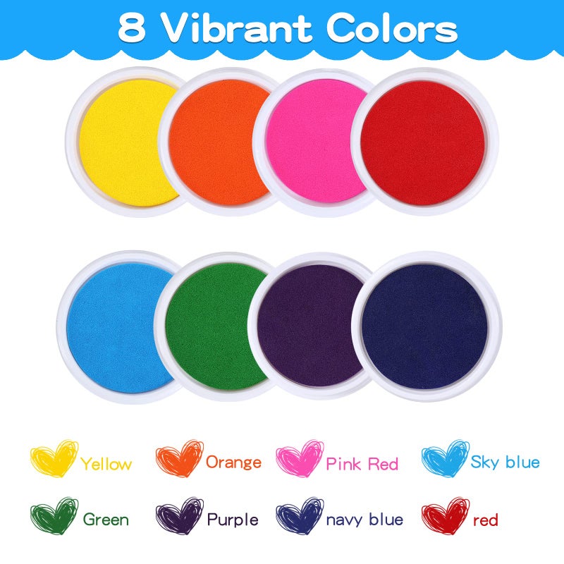 MoloTAR Craft Large Ink Pad Stamps Partner Diy Color,8 Colors Rainbow Finger Ink pad for kids (pack of 8) - Image 3